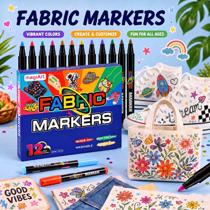Washable Fabric Marker Pens for DIY Art
