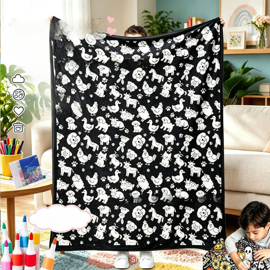 DIY Coloring Flannel Blanket with 24 Pens
