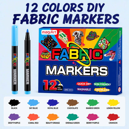 Washable Fabric Marker Pens for DIY Art